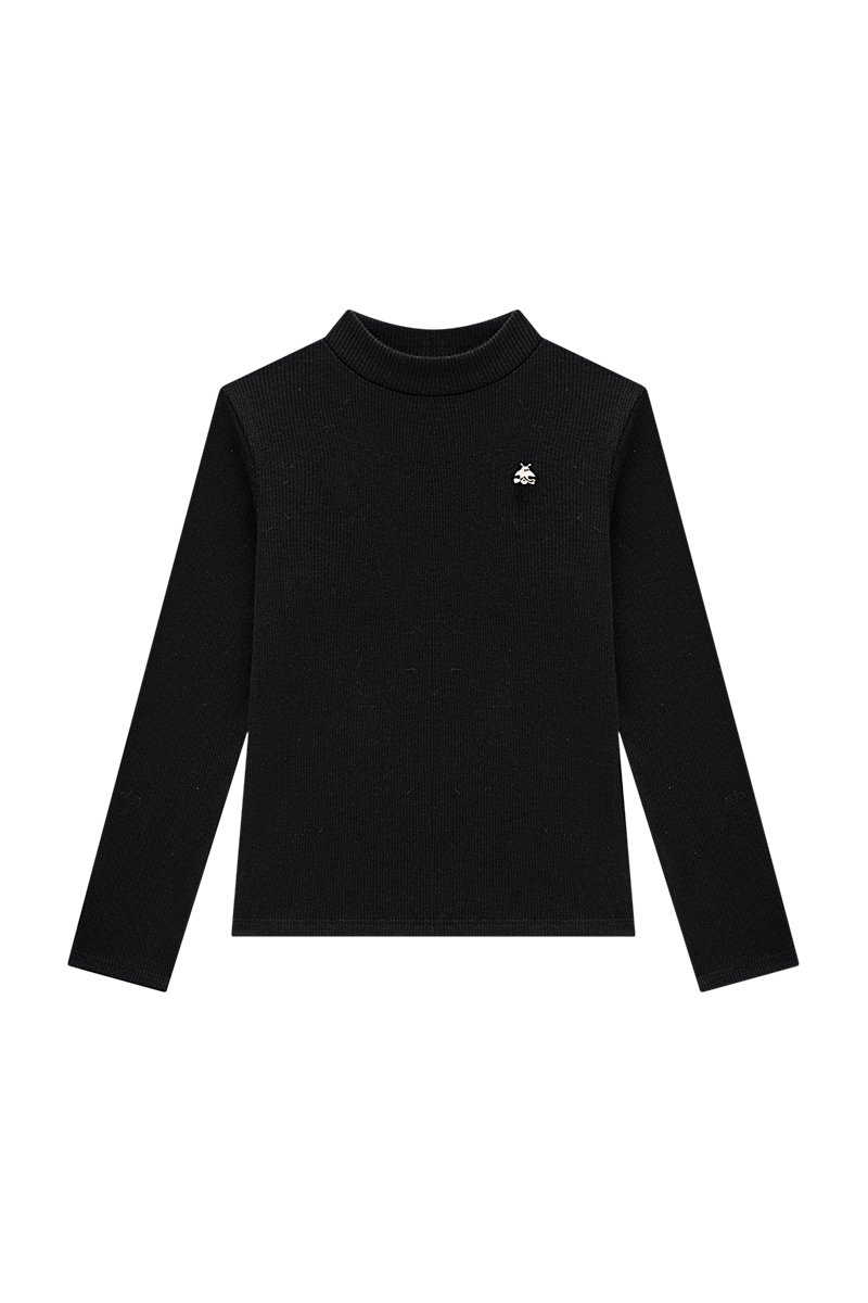 Blusa Infantil Feminina Gola Alta em Ribana Canelada