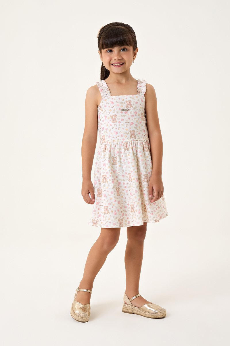 Vestido Infantil Menina em Linho Leve com Estampa Digital
