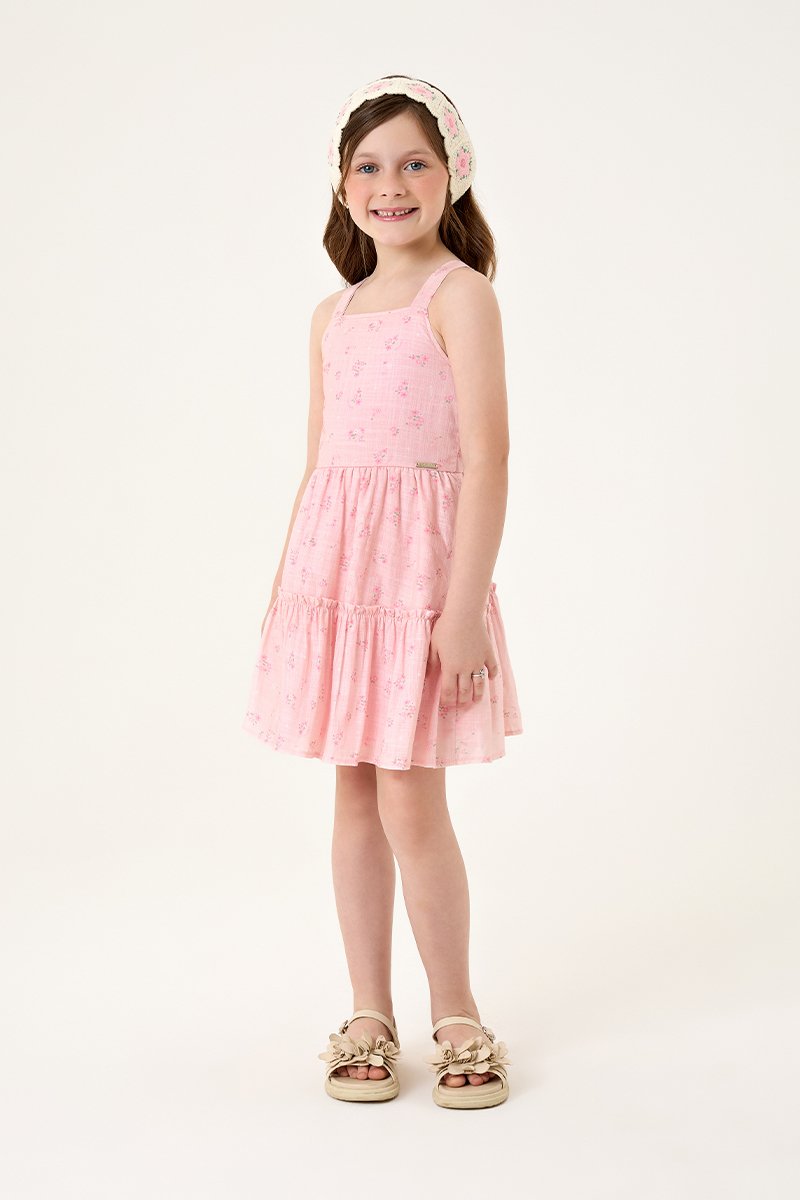 Vestido Infantil Menina com Saia Marias em Linho Leve
