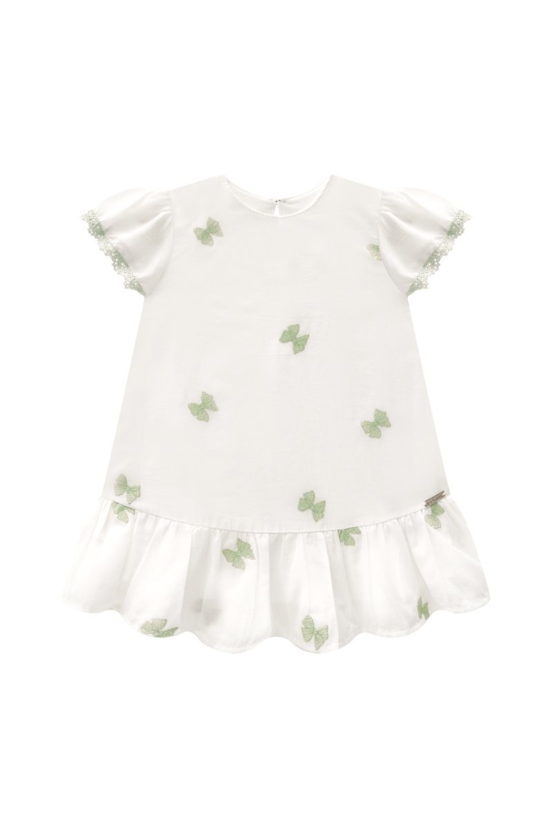 Vestido Bebê Menina em Tecido Bordado Delicado
