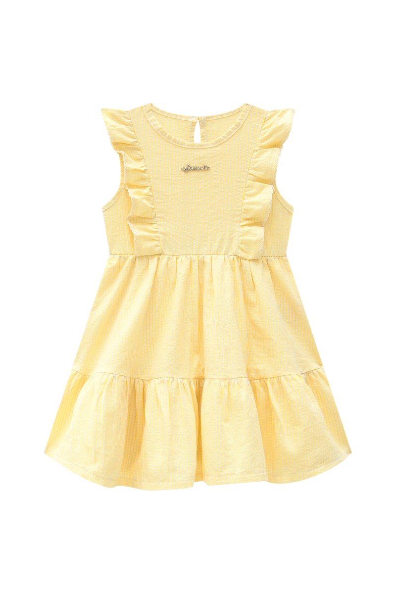 Vestido Bebê Menina com Saia Marias em Tricoline Xadrez Vichy Fio Tinto