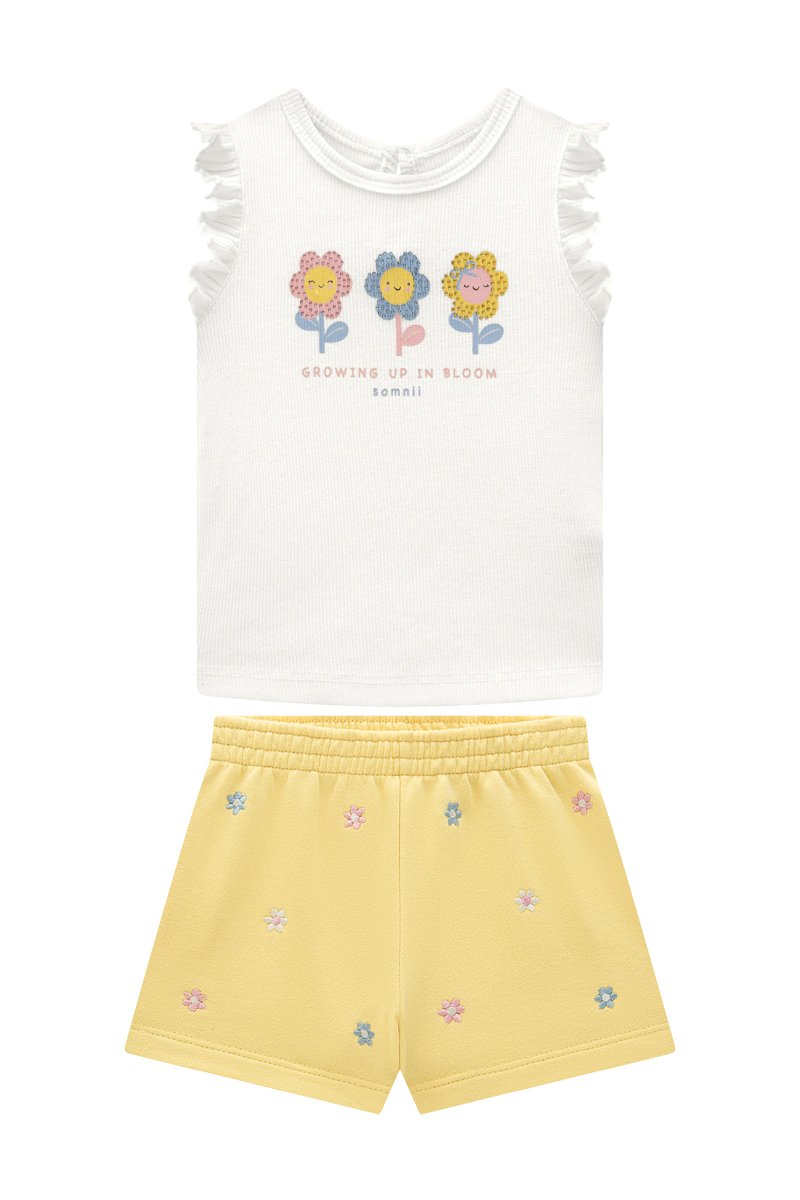 Conjunto Beb&ecirc; Menina Regata e Short em Moletinho