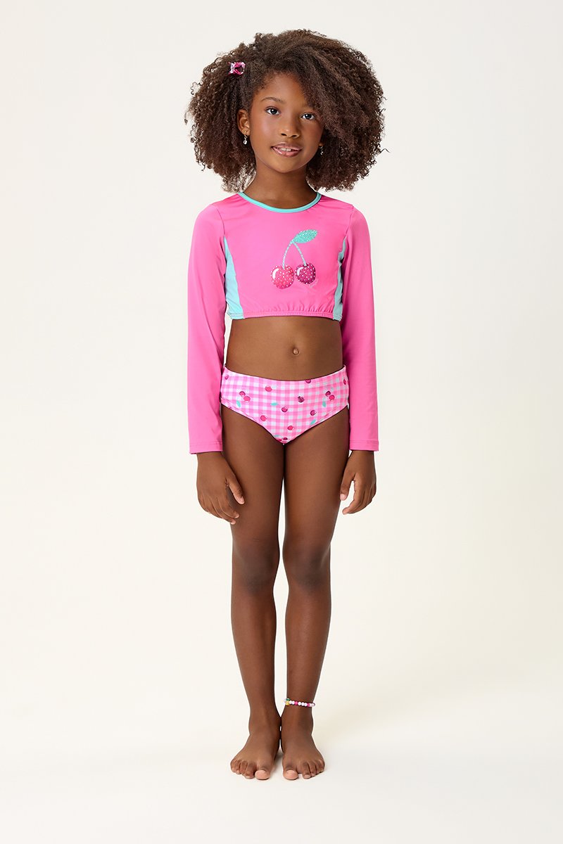 Biquíni Infantil Menina Blusa e Calcinha com Proteção UV 50+