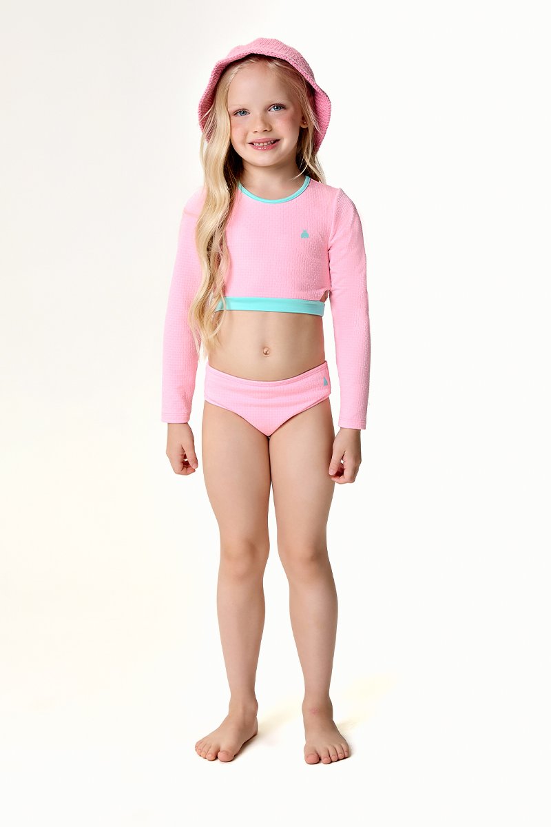 Biquíni Infantil Menina Blusa e Calcinha em Malha Jacquard