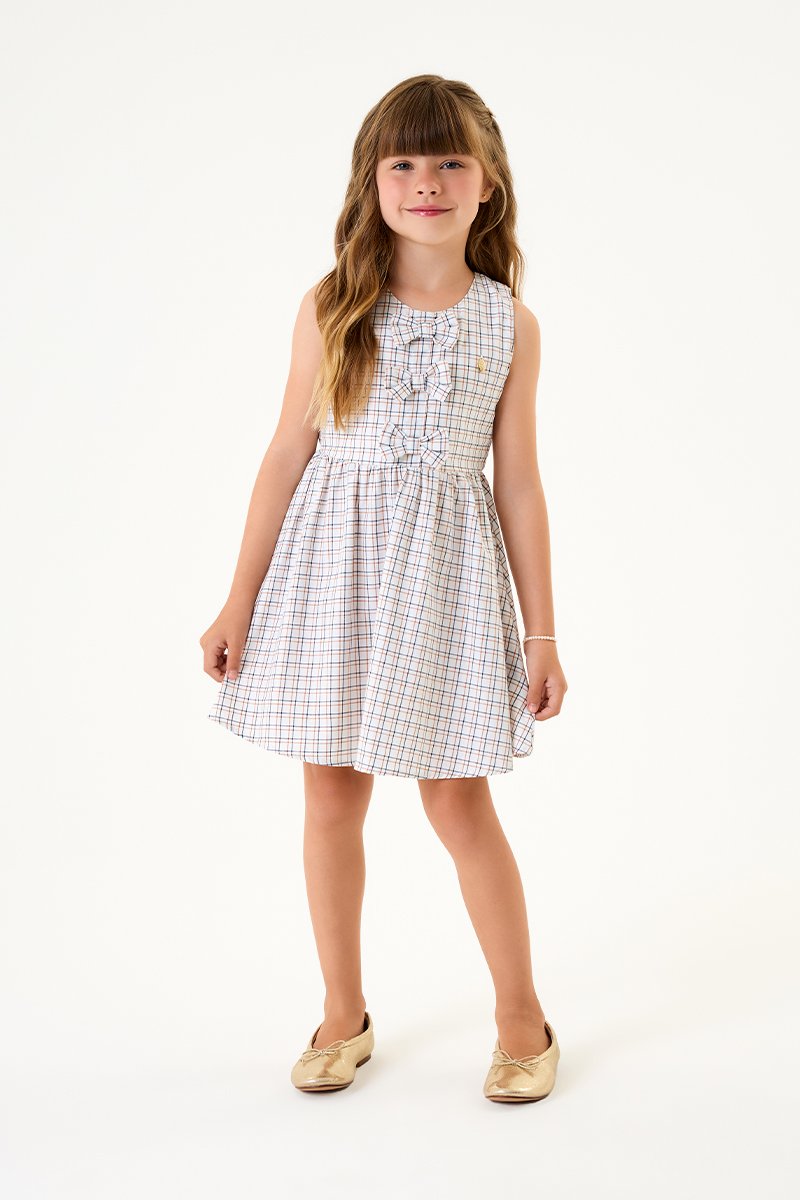 Vestido Infantil Menina Xadrez em Tricoline