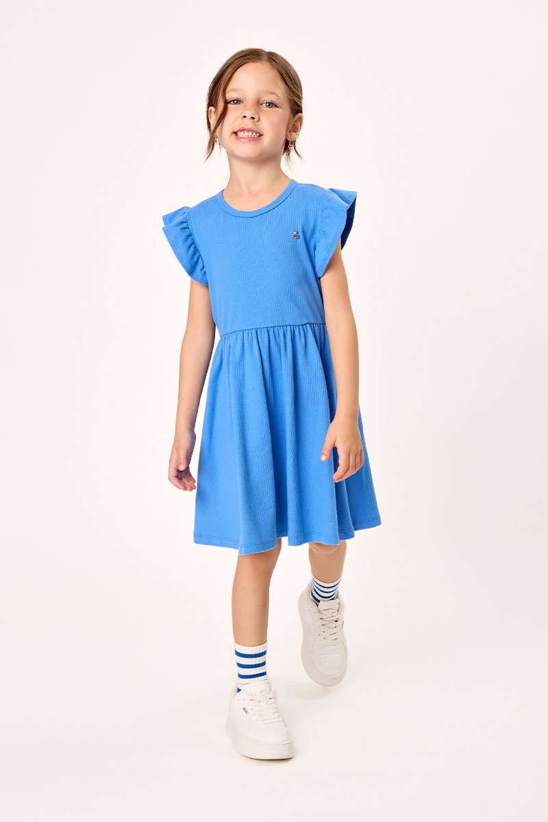 Vestido Infantil Menina em Cotton Canelado