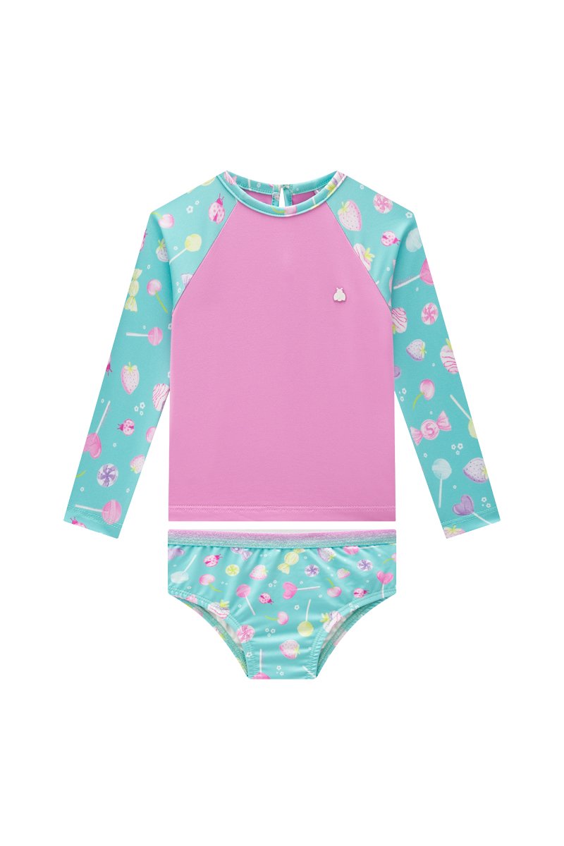 Biqu&iacute;ni Infantil Menina Blusa e Calcinha com Prote&ccedil;&atilde;o UV 50+