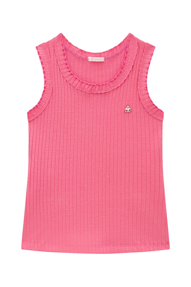 Regata Infantil Menina em Malha Canelada Soft